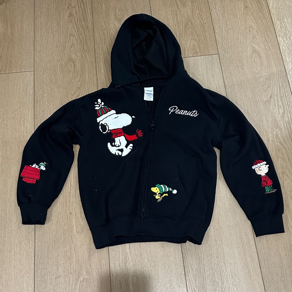Peanuts Black Hoodie with Colorful Characters